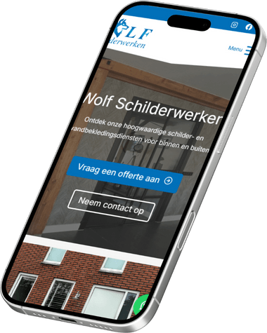 Screenshot van de mobiele website van Wolf Schilderwerken